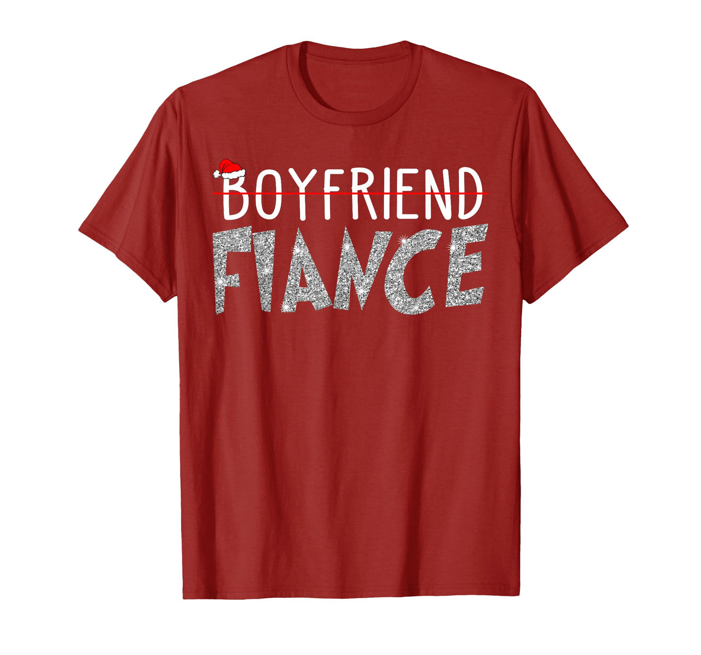 Fiance Fiancee Christmas Pajamas Engaged Couples Matching T-Shirt