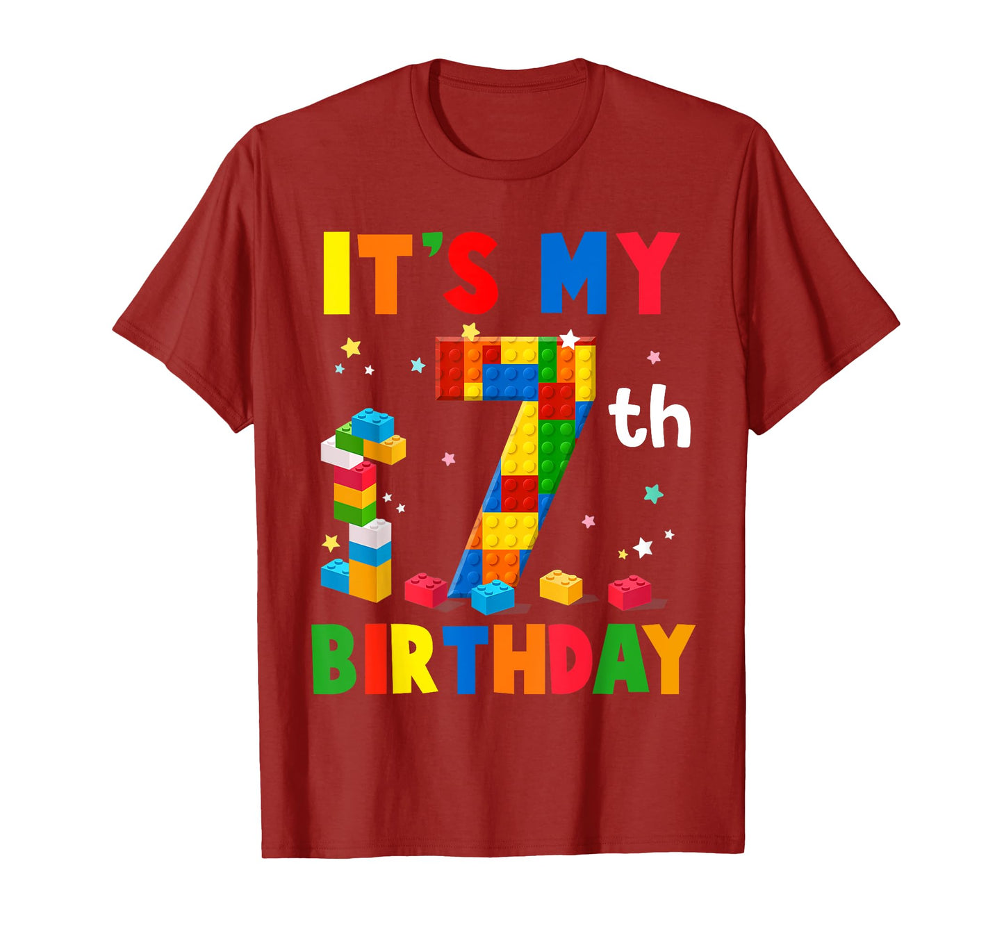 It's My 7th Birthday Building Blocks Bricks 7 Years Old Boy T-Shirt