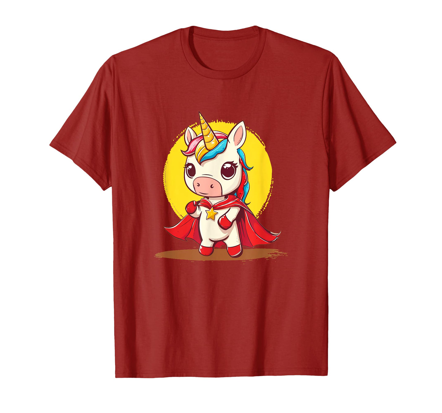 Good-looking Unicorn in Superhero Uniform with Cape T-Shirt