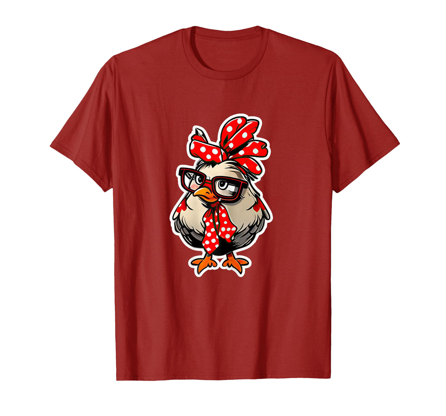 Cute Chicken With Bandana Headband and Glasses Women Girl T-Shirt