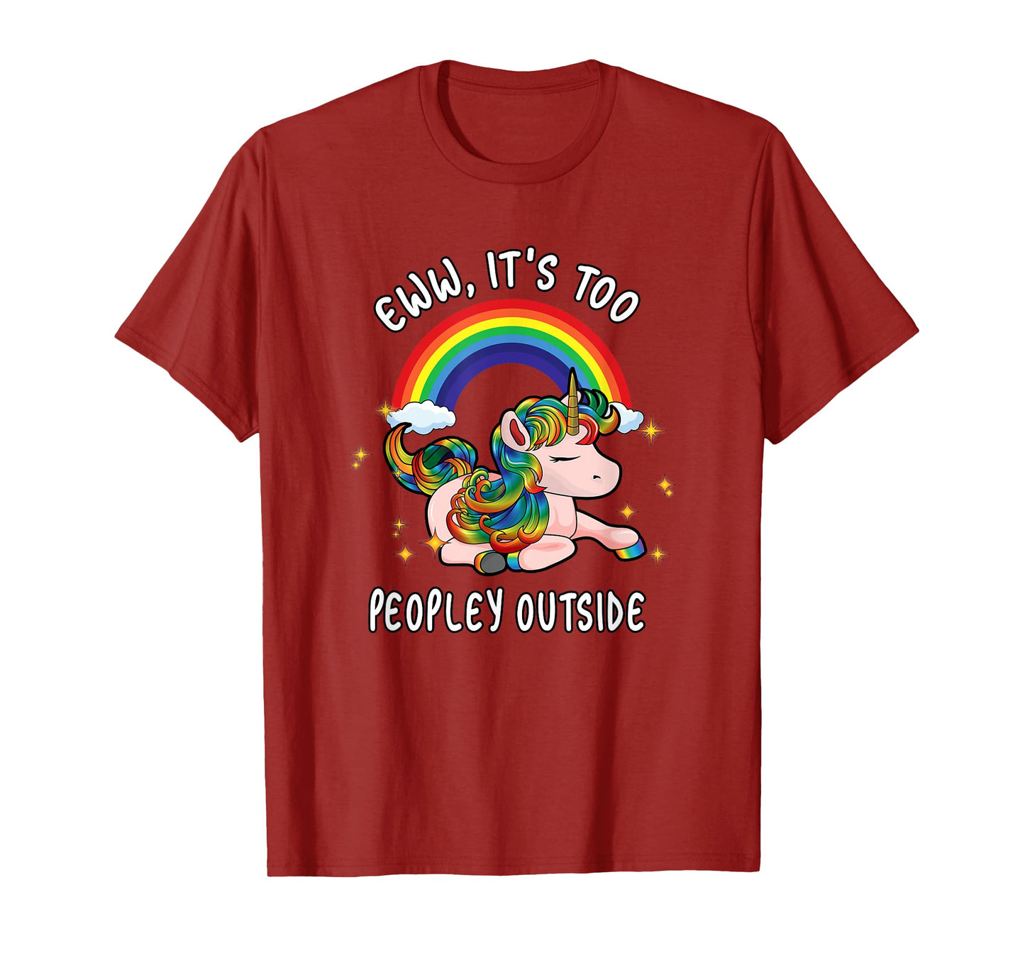 Cute Emo Unicorn Introvert Gift Ew It's Too Peopley Outside T-Shirt