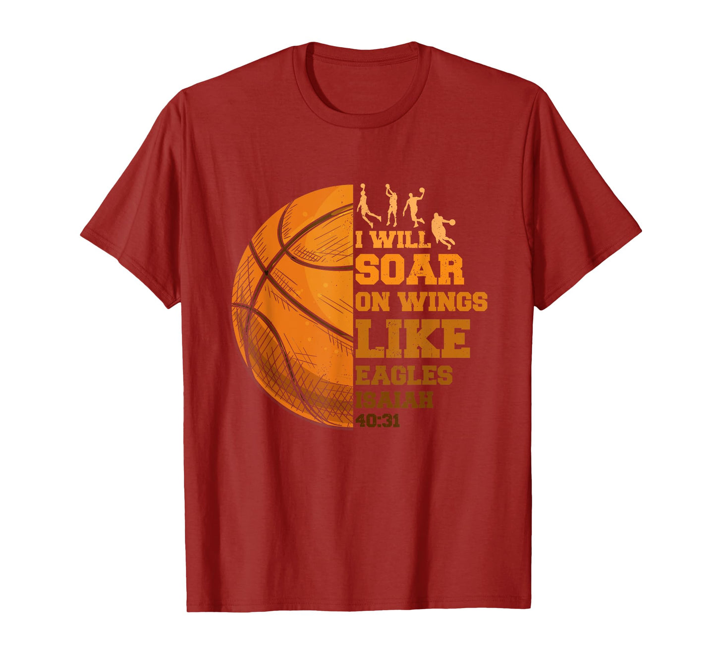 Basketball Christian Soar On-Wings Like Eagle Religious Basketball T-Shirt - Black, Unisex, Small, Short Sleeve, Regular Fit, Cotton 65% Polyester 35%