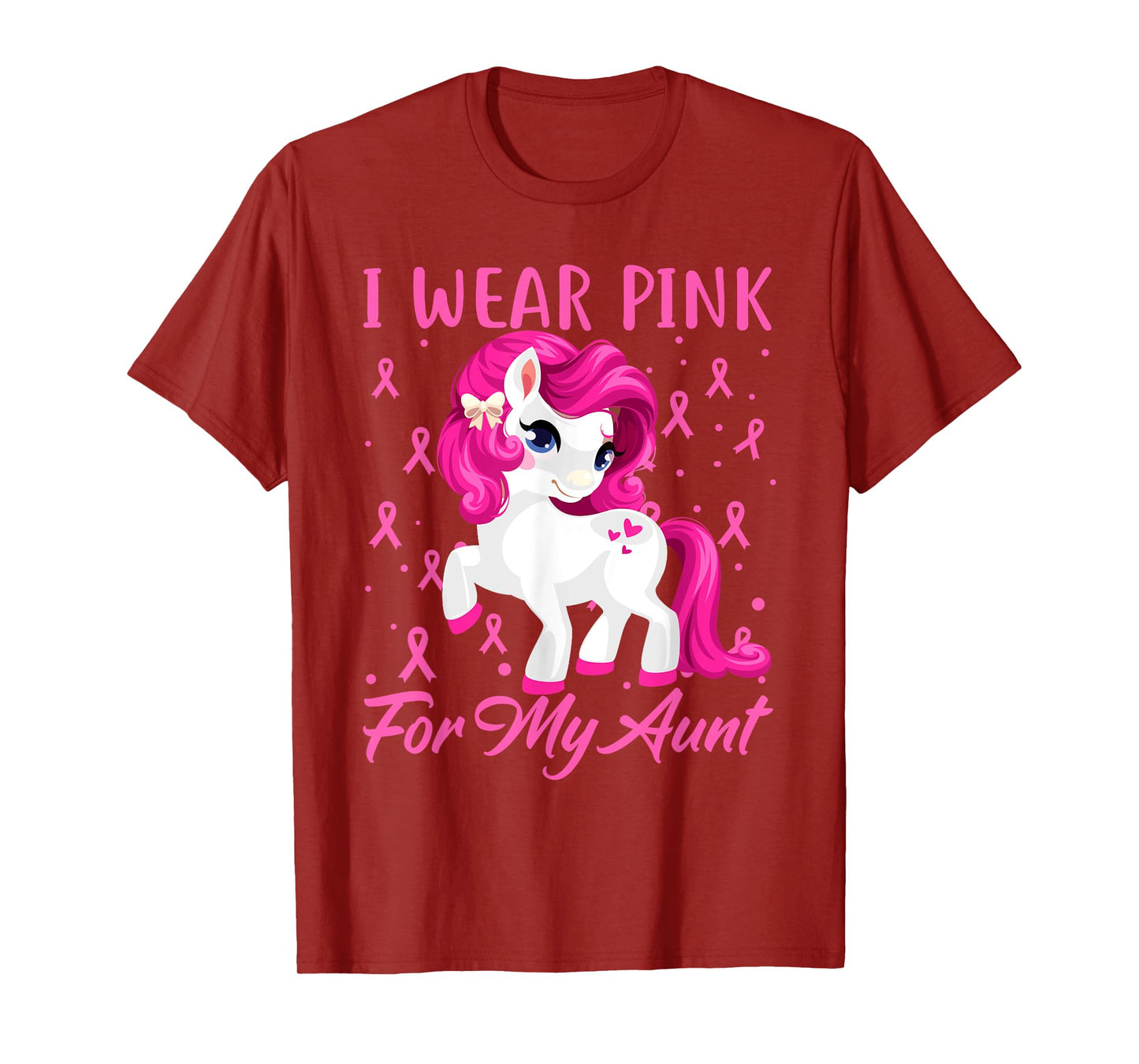 I Wear Pink For My Aunt Breast Cancer Awareness Unicorn T-Shirt