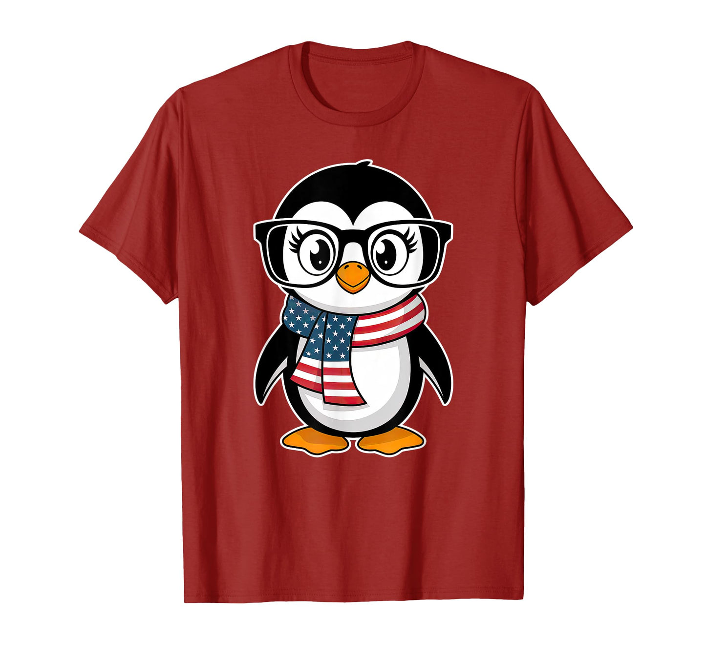 Penguin 4th of July USA American Flag Patriotic Cute T-Shirt