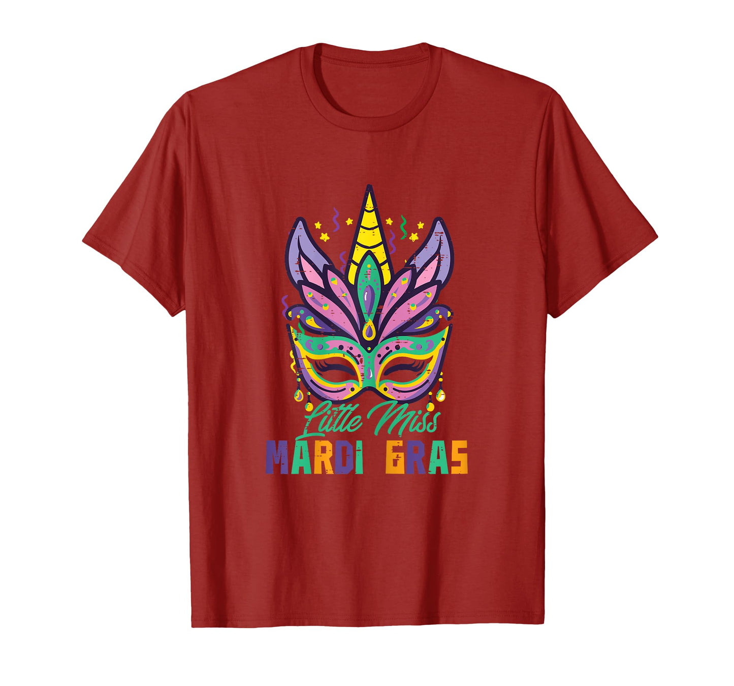 Little Miss Mardi Gras Unicorn Mask Toddler Girls Kids Youth T-Shirt