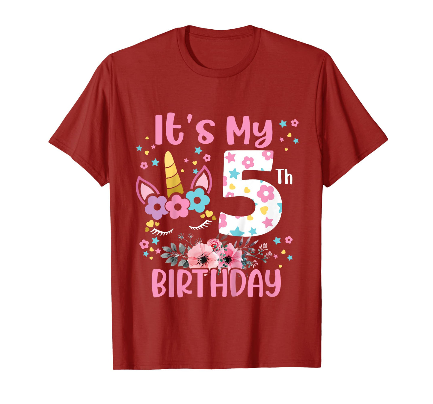 Its My 5 Years Old Gift Girls Teens 5th Birthday Unicorn T-Shirt