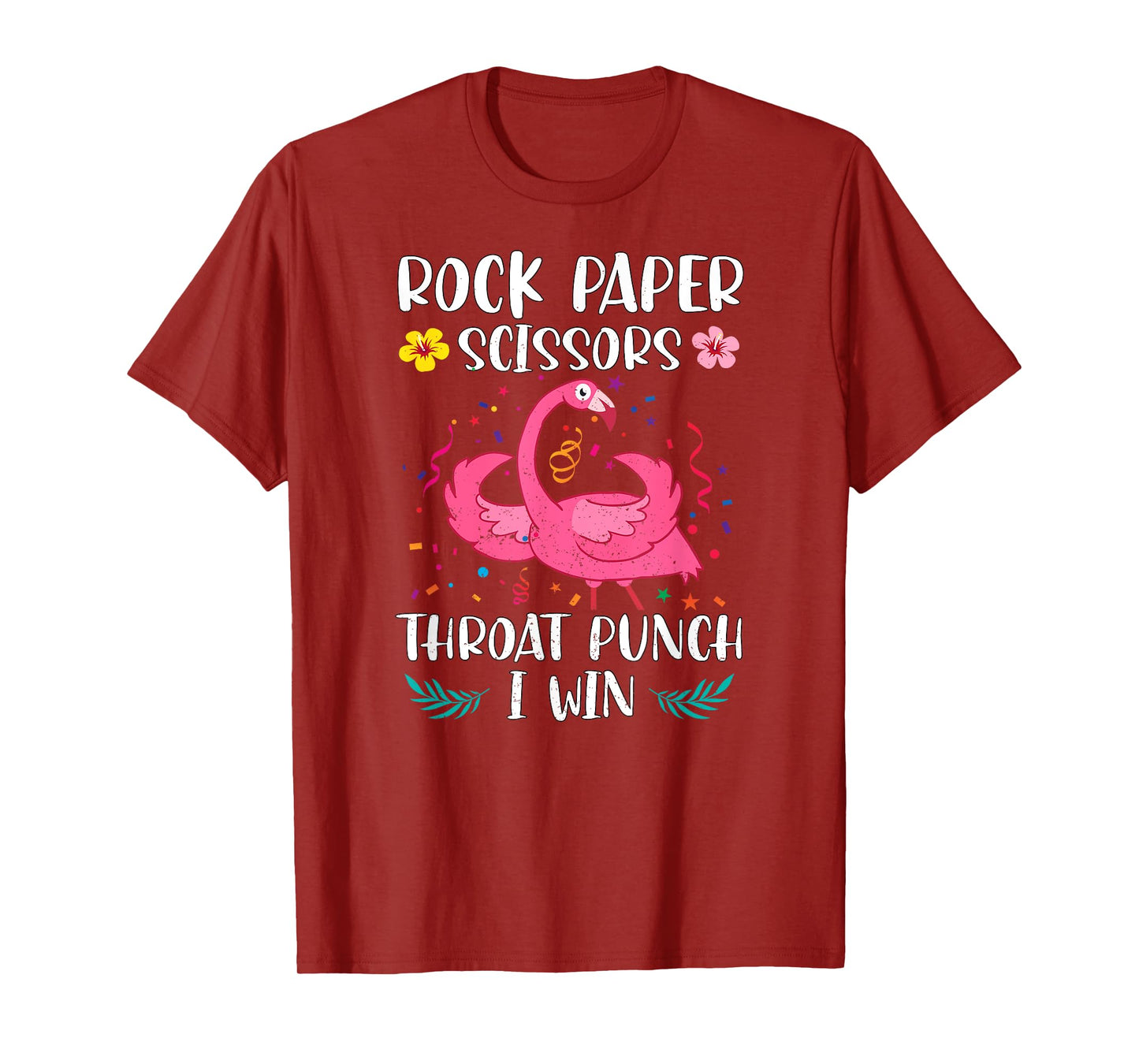Rock Paper Scissors Throat Punch I Win Funny Flamingo Game T-Shirt