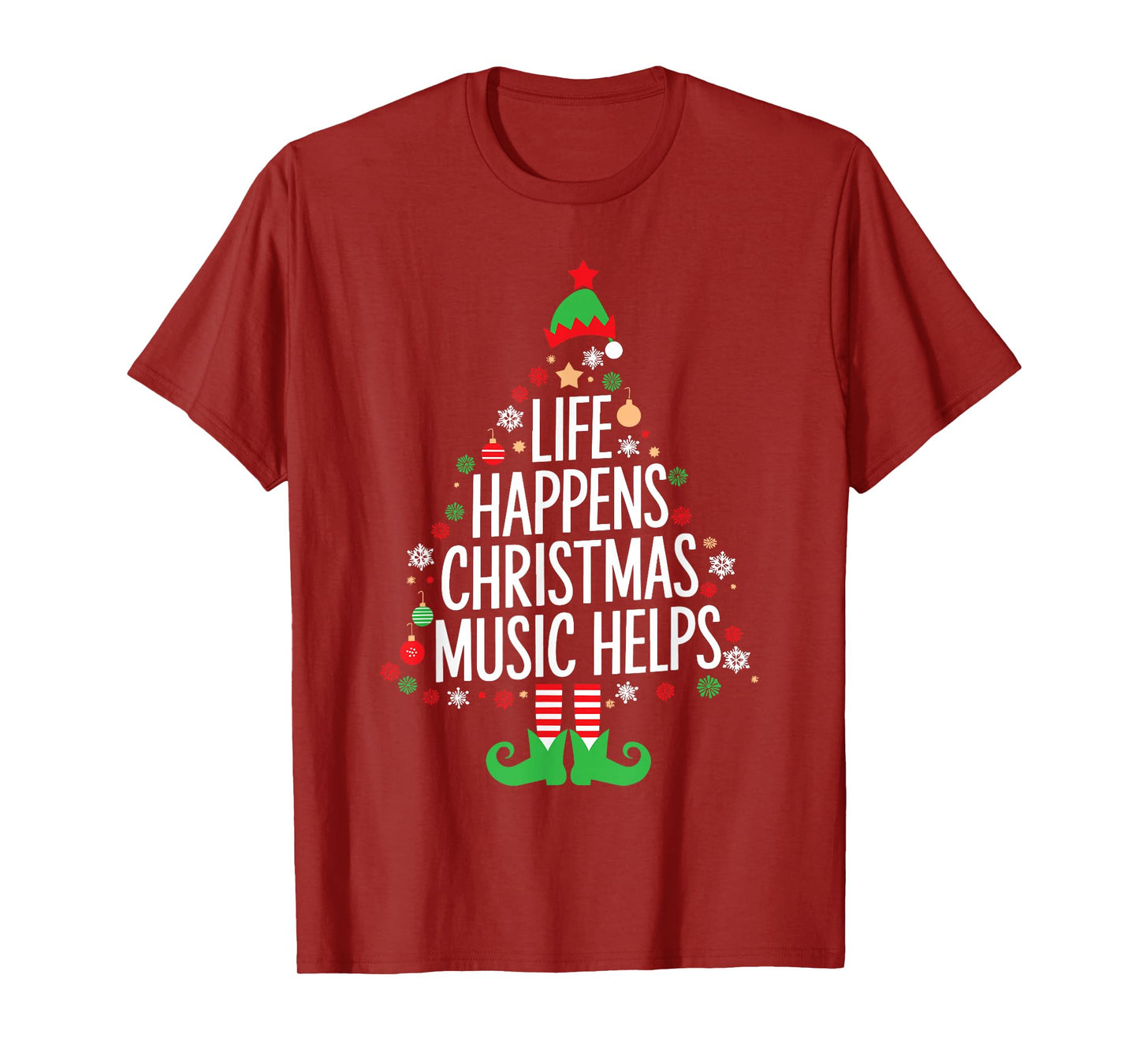 Life Happens Christmas Music Helps Matching Family Christmas T-Shirt