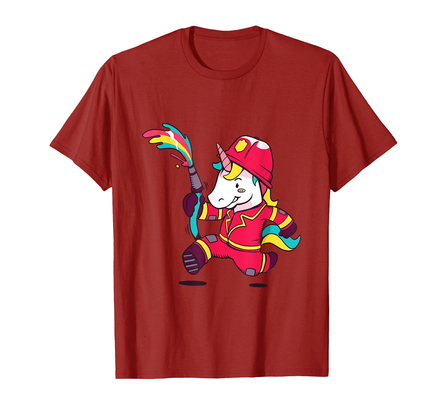 Cute Unicorn Fireman Cartoon Rainbow Unicorn T-Shirt