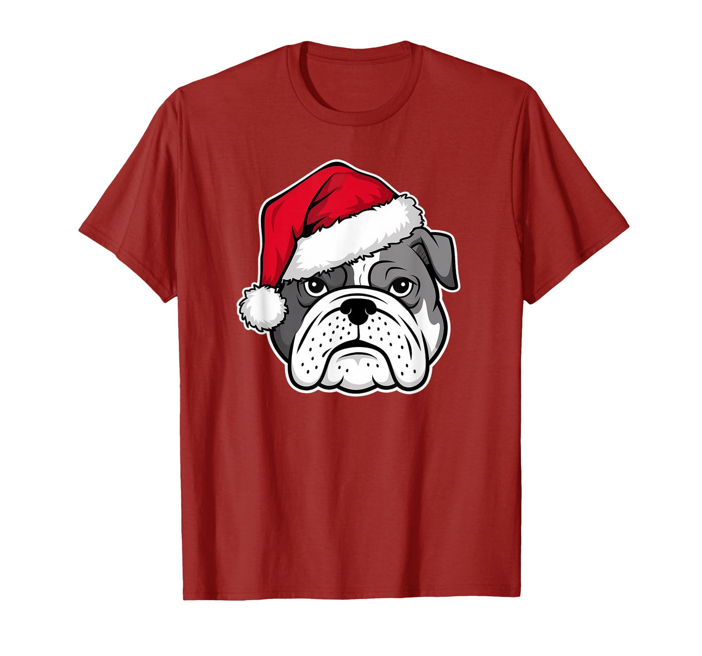 Joyful Bulldog Santa Dog on Bulldog Christmas T-Shirt