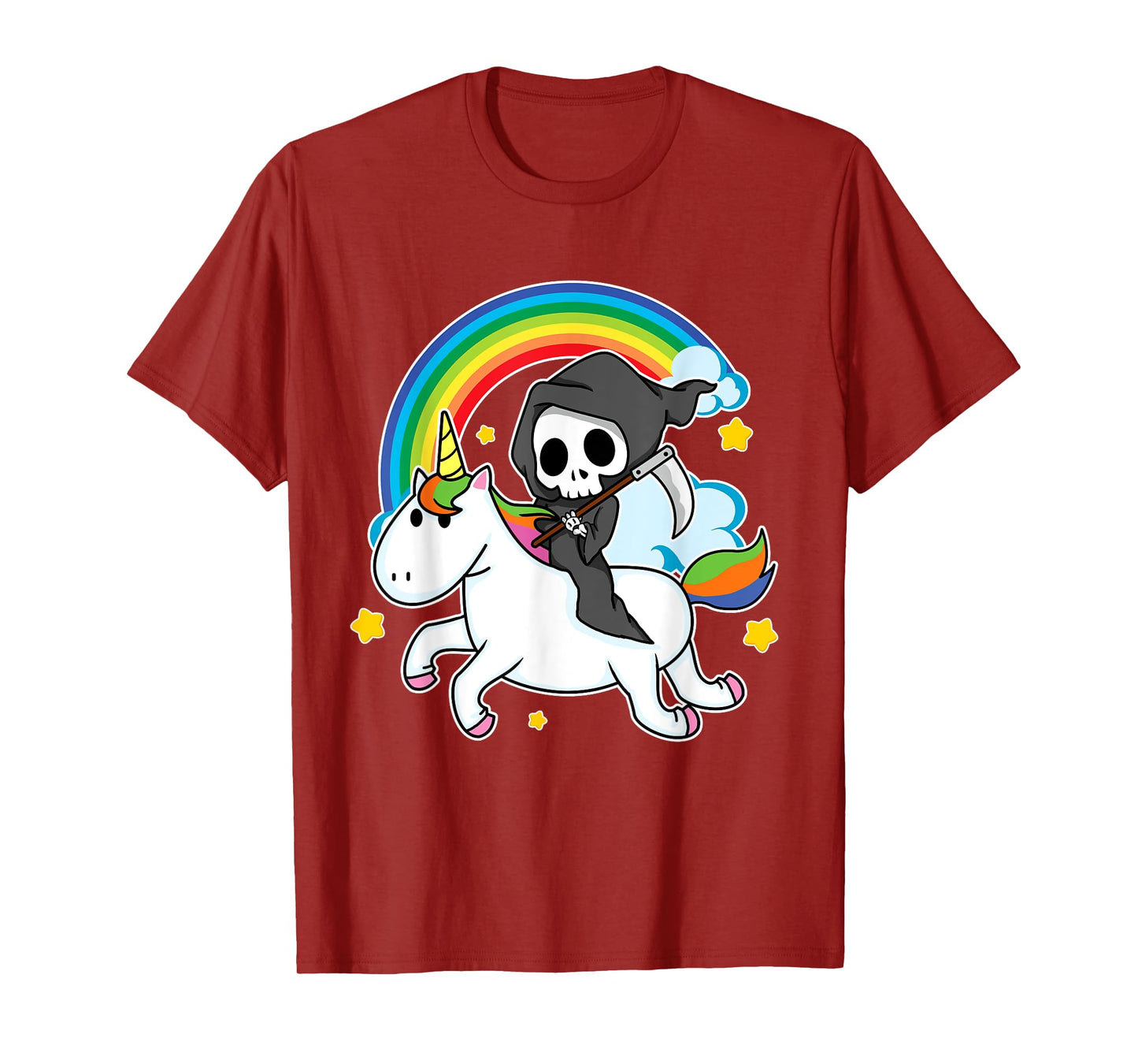 Halloween Unicorn Costume Grim Reaper Riding Unicorn T-Shirt