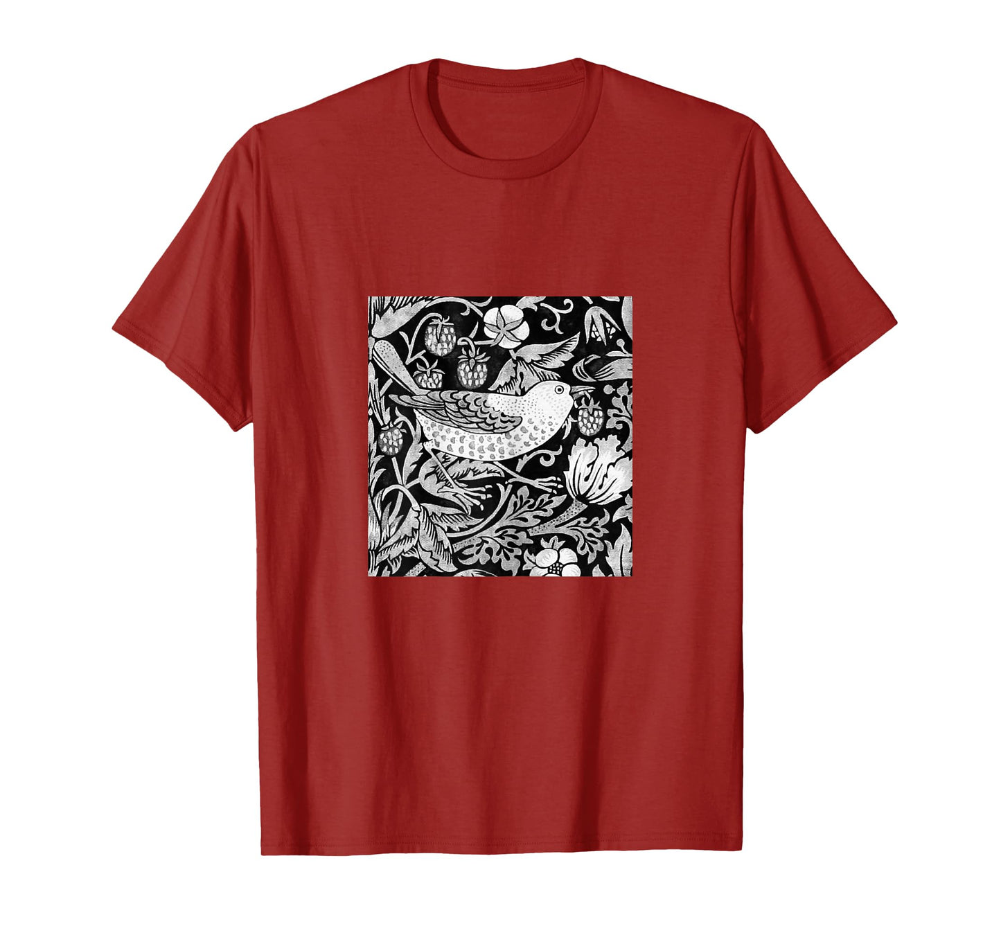 William Morris Bird & Flower Tile, Gray, Black and White T-Shirt
