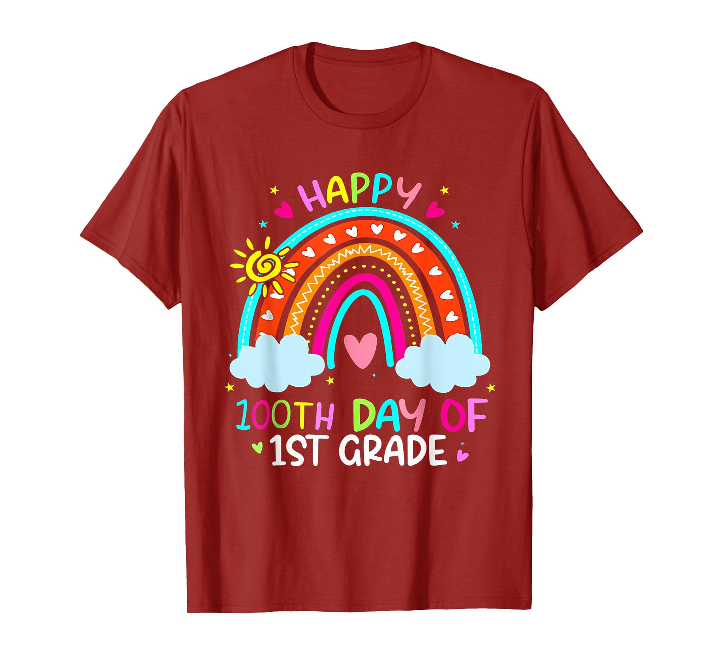Happy 100th Day Of 1st Grade School Rainbow Teacher Kids T-Shirt