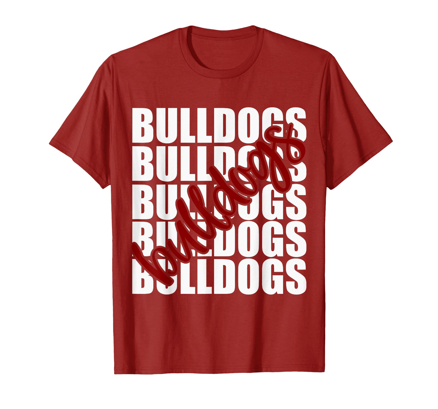 Bulldogs Maroon School Sports Fan Team Spirit T-Shirt