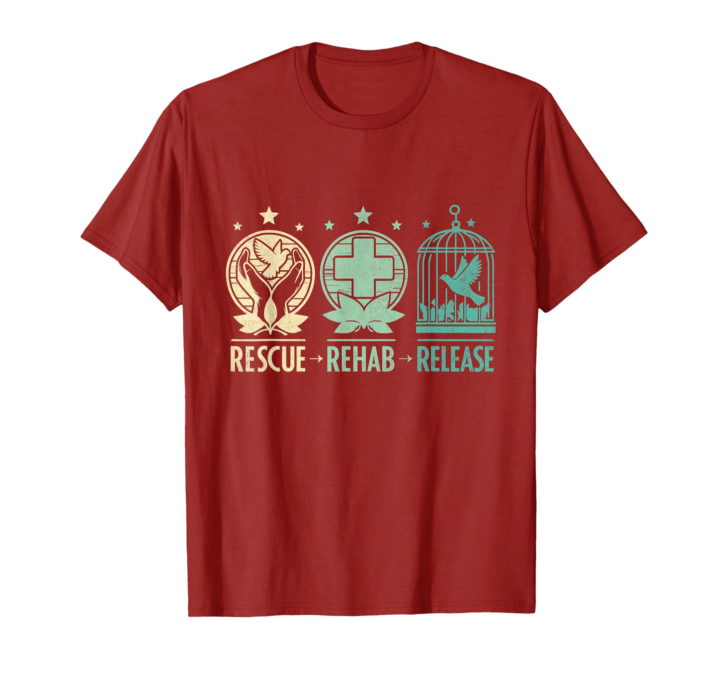 Rescue, Rehab, Release Wildlife Conservation & Care T-Shirt, Small, Black