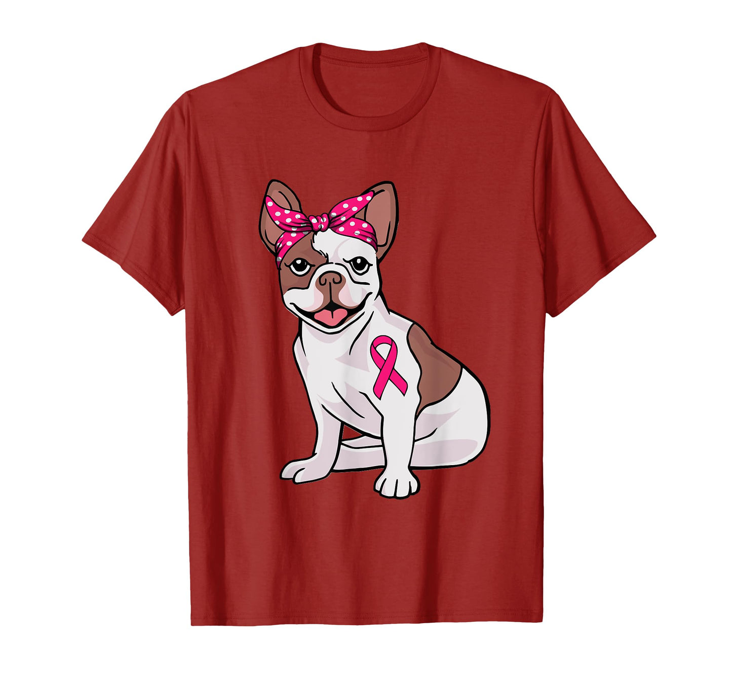 French Bulldog Pink Bandana Breast Cancer Awareness Cute Dog T-Shirt