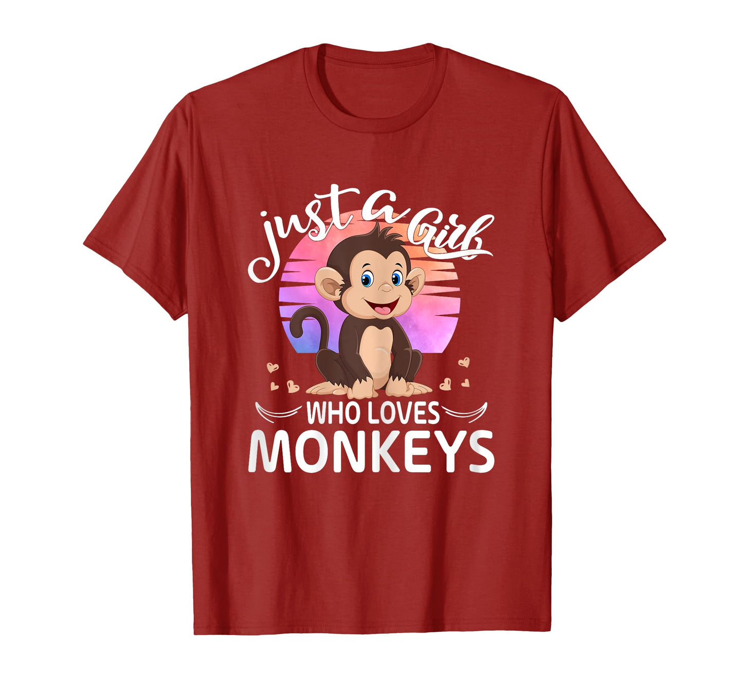 Just A Girl Who Loves Monkeys Cute Monkey Lover Girls Kids T-Shirt