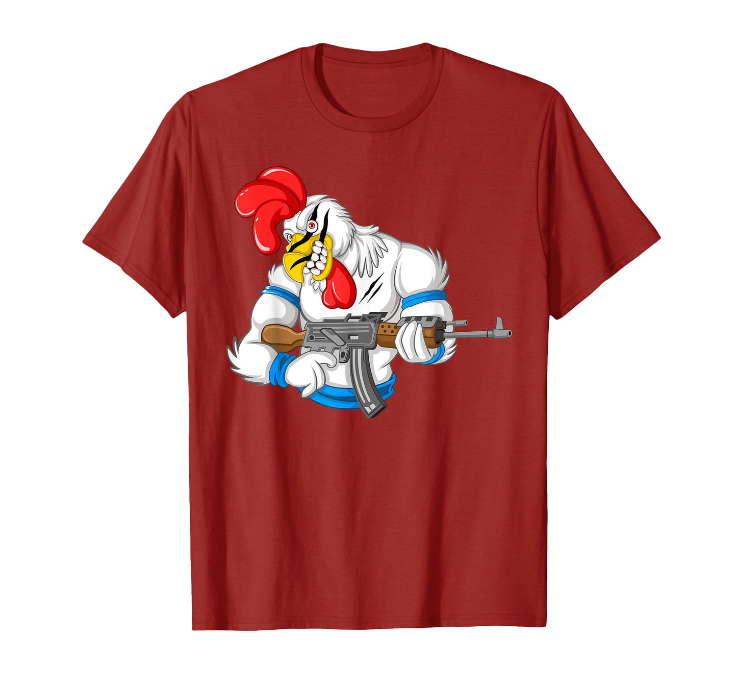 Angry Chicken Cartoon Weapon | Rooster Funny Gun Farmer Gift T-Shirt