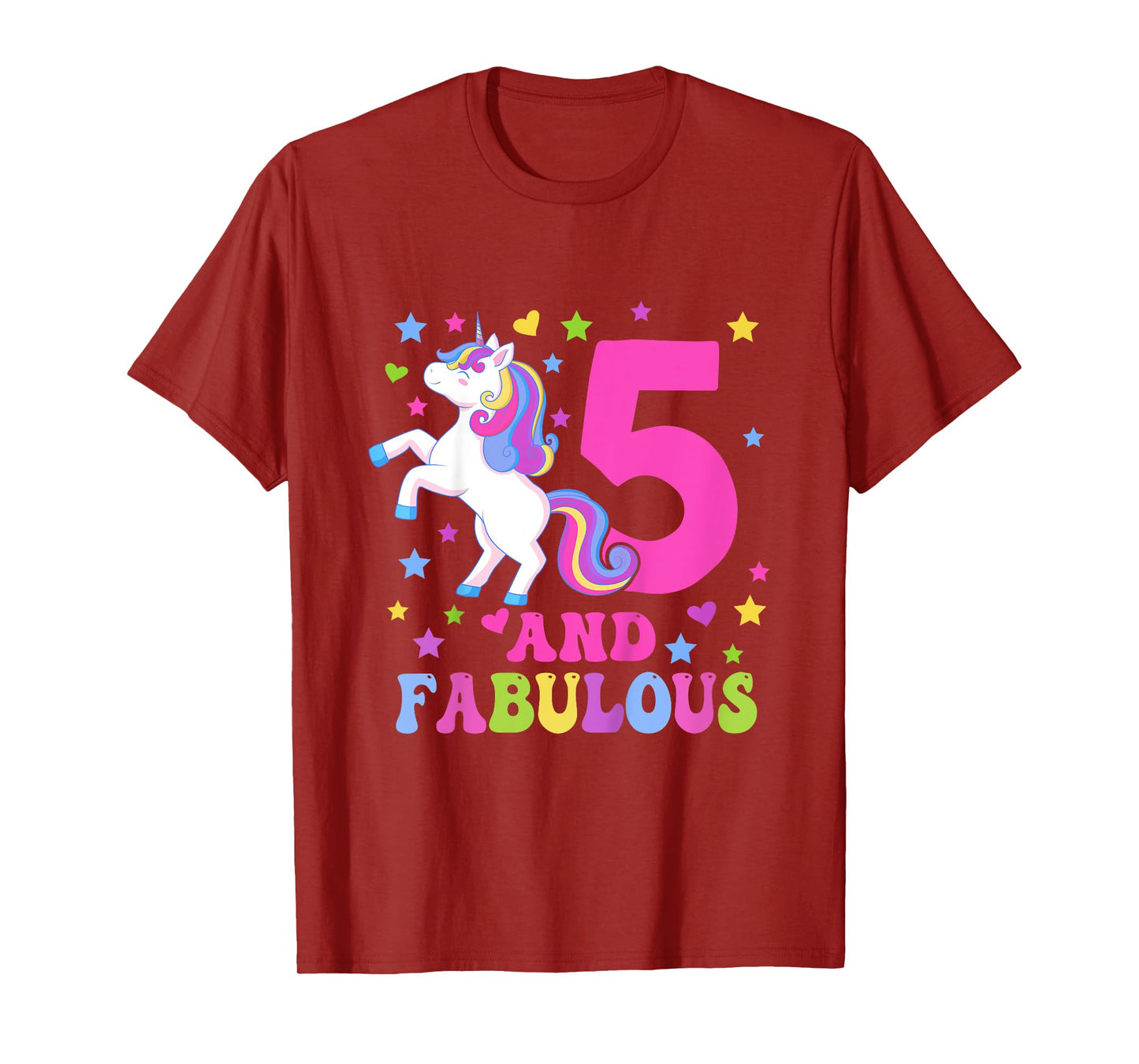 5 and Fabulous Unicorn 5th Birthday Unicorn T-Shirt