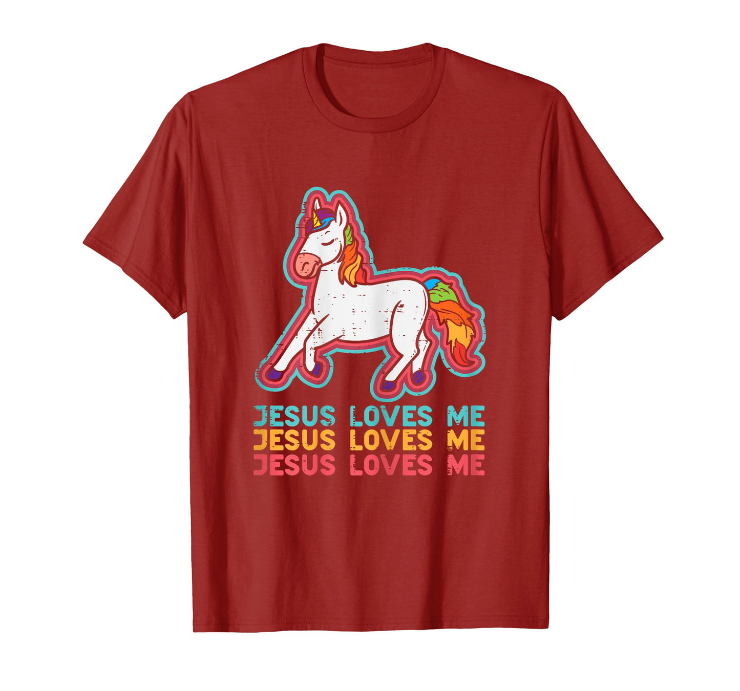 Unicorn Jesus Loves Me Catholic God Christian Women Girls T-Shirt