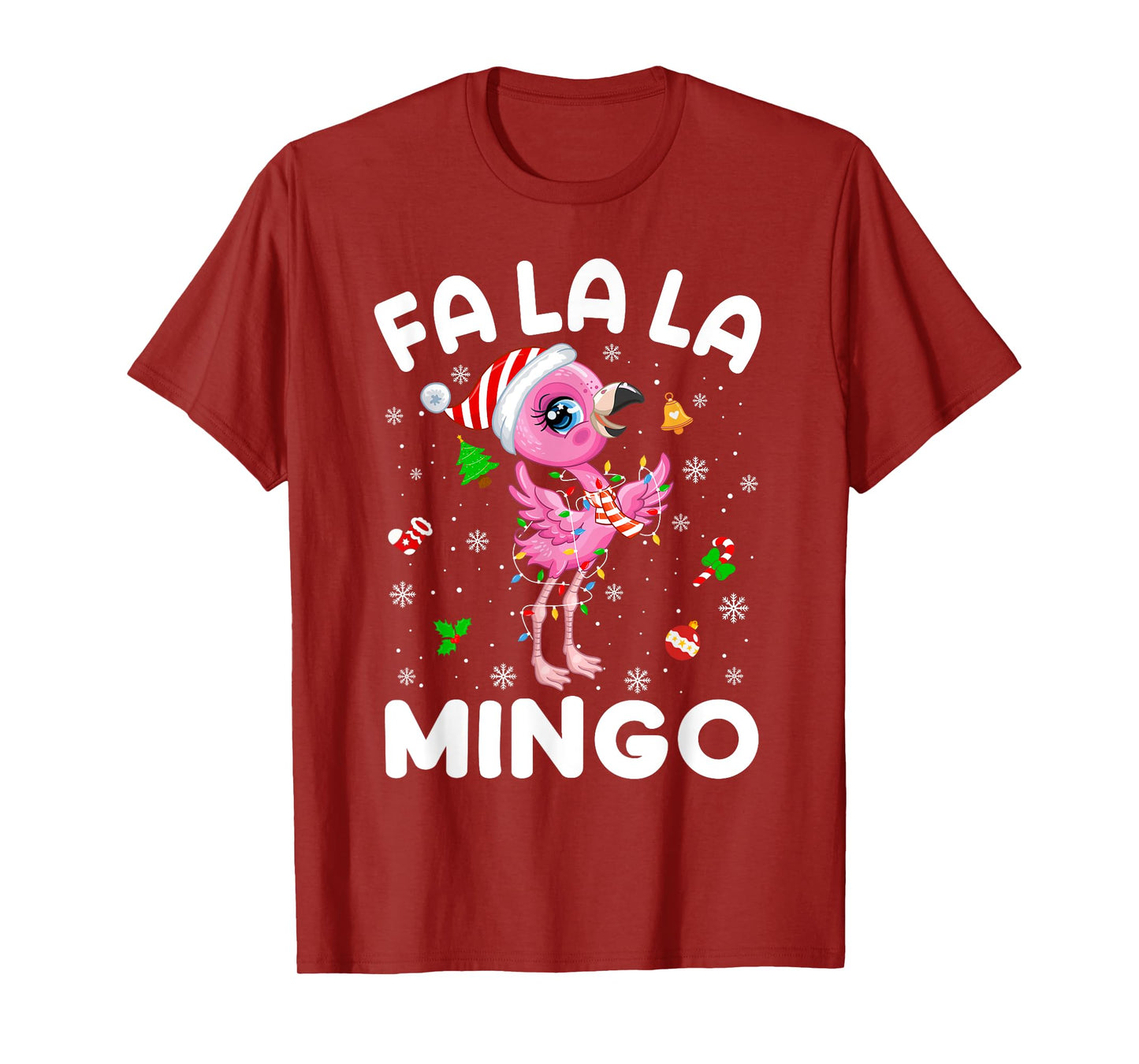 Fa La La Mingo Flamingo Christmas Santa Hat Xmas Pajamas T-Shirt