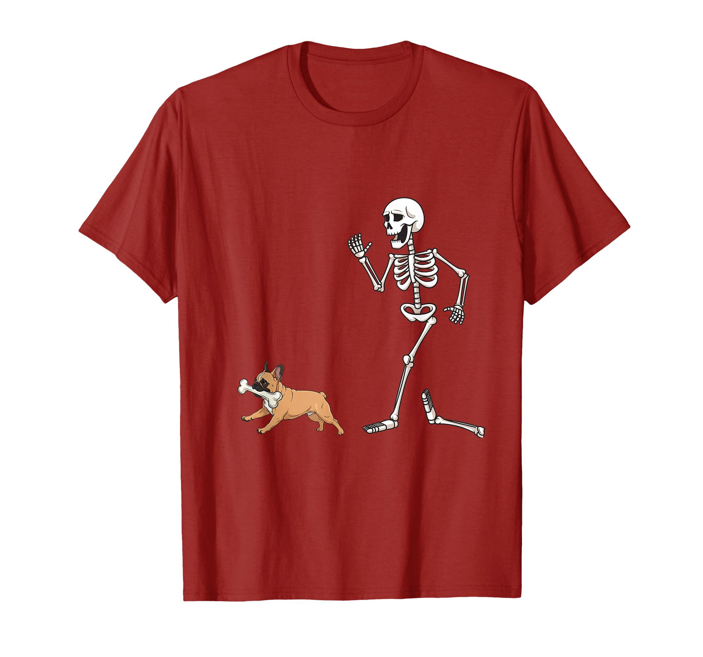 Funny Halloween French Bulldog and Skeleton T-Shirt