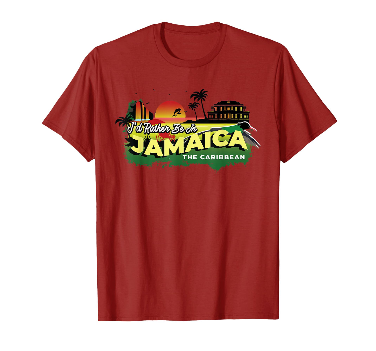 I'd Rather Be In Jamaica The Caribbean - Vintage Souvenir T-Shirt