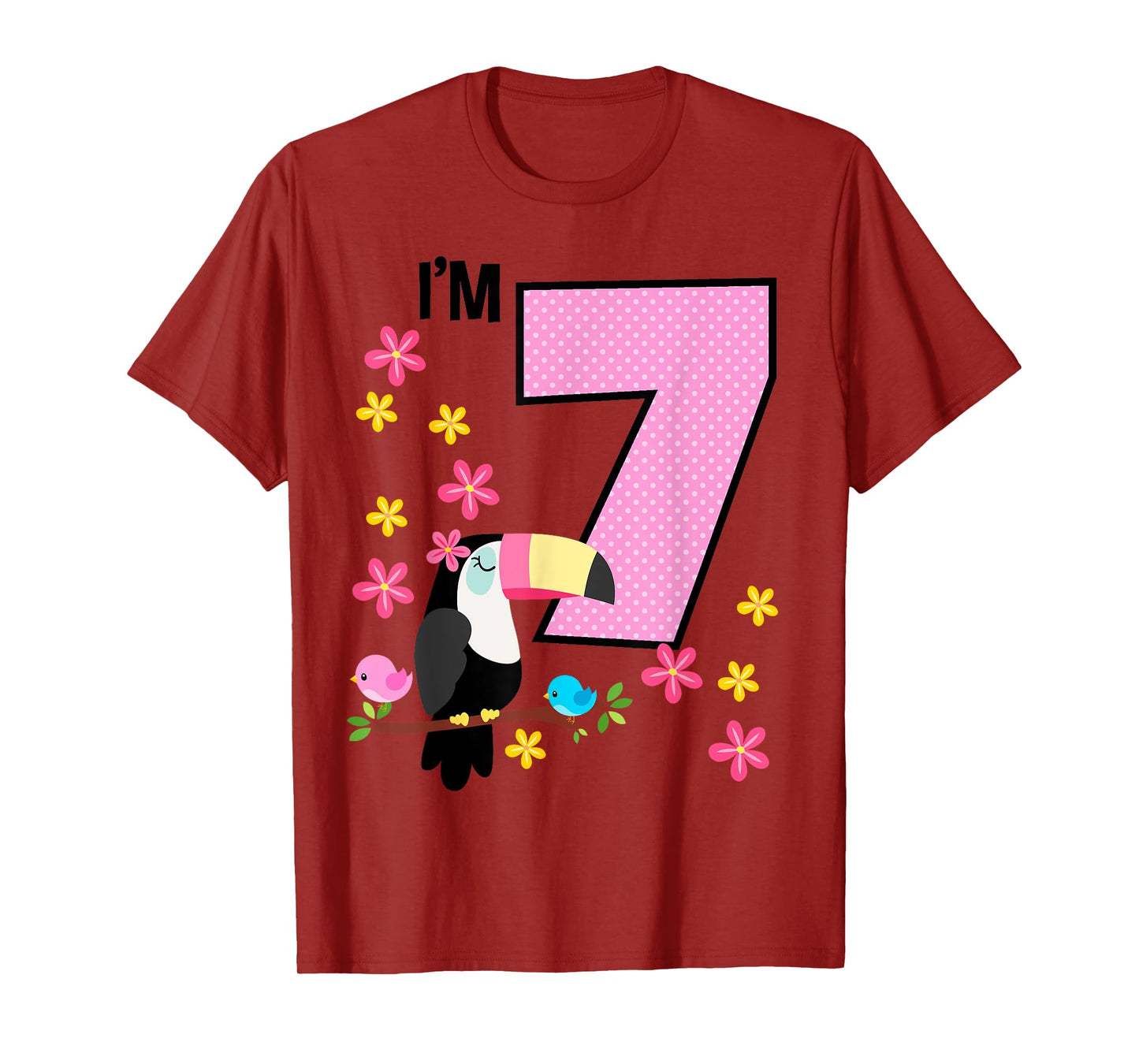 Toucan 7th Birthday 7 Year Old Birthday Girl Tropical Birds T-Shirt