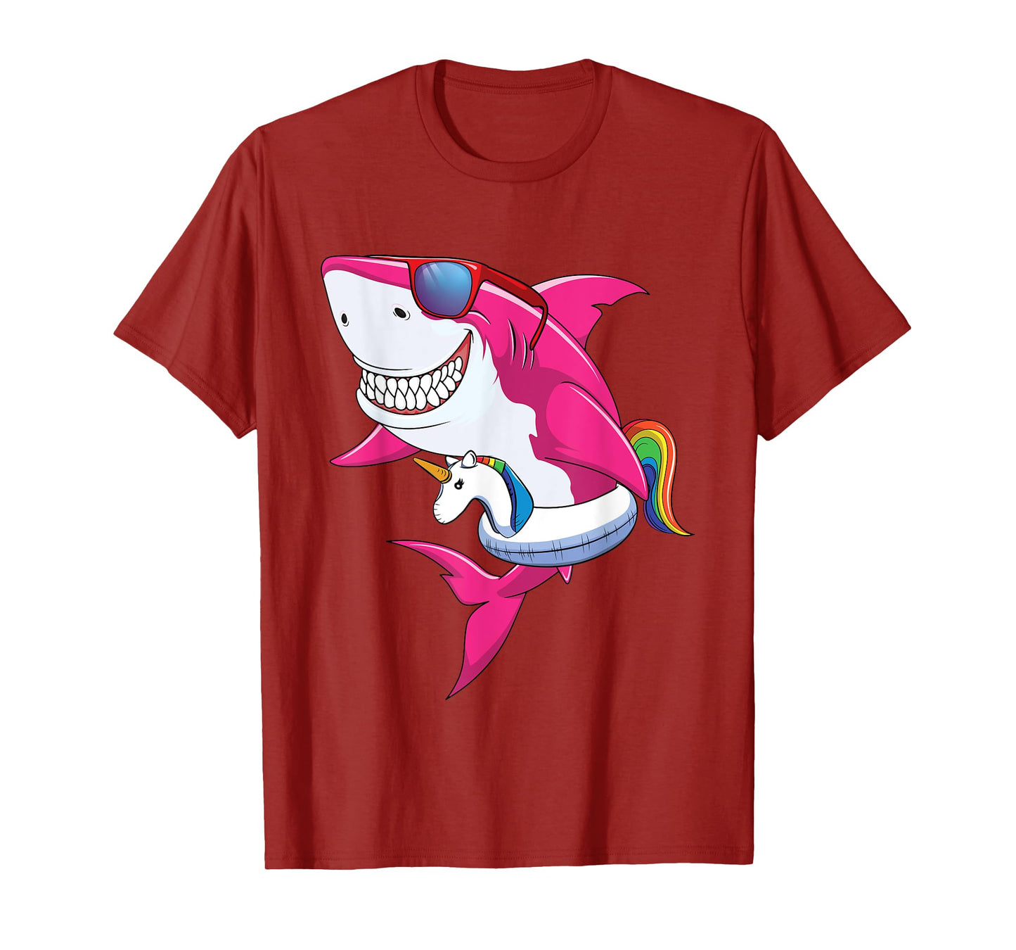 Shark Summer Shirt Girls Women Vacation Pool Unicorn & Shark T-Shirt