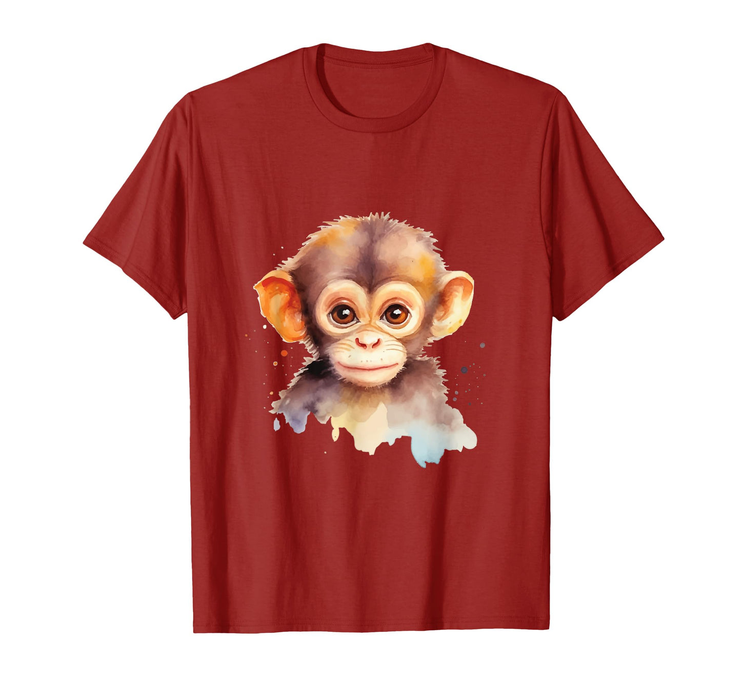 Baby Monkey Watercolor Portrait Chimp Ape Graphic T-Shirt
