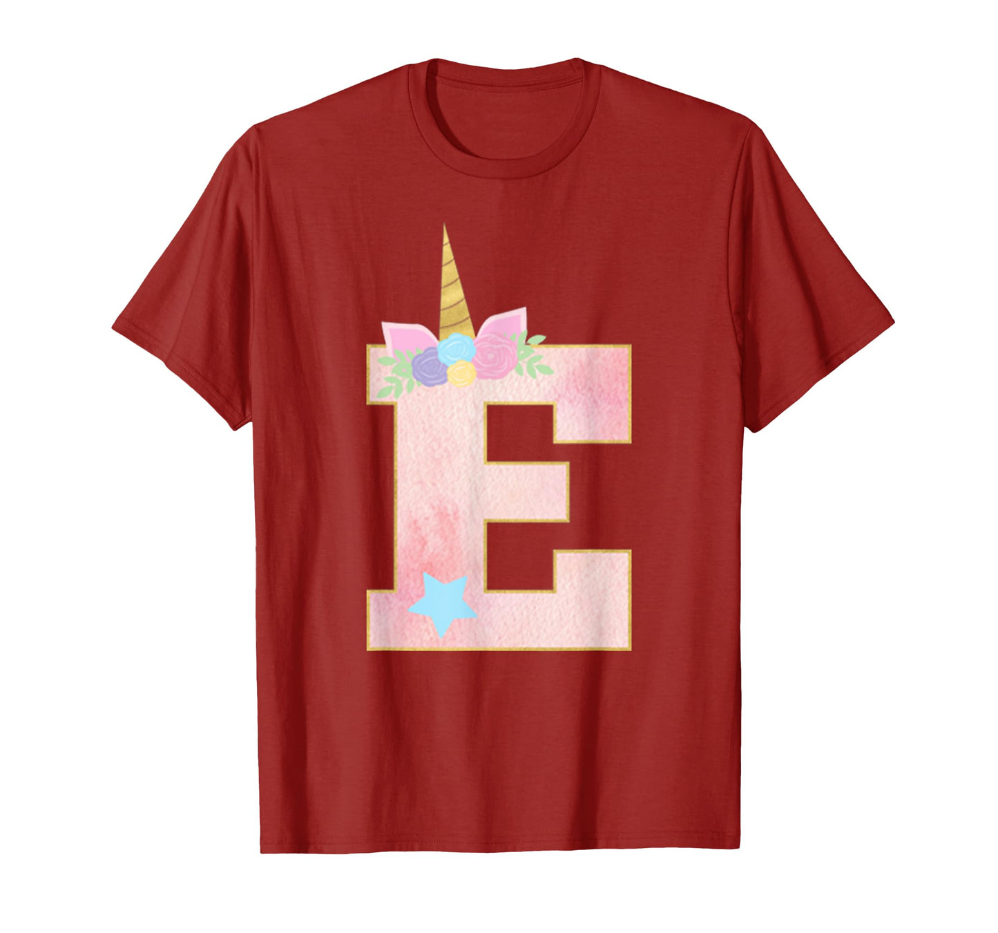 Initial Letter E Unicorn Monogram for Girls Unicorn Birthday T-Shirt