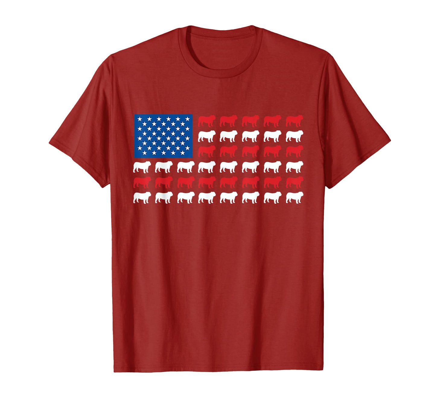 English Bulldog American Flag Patriotic 4th Of July Dog Men Women Kids T-Shirt