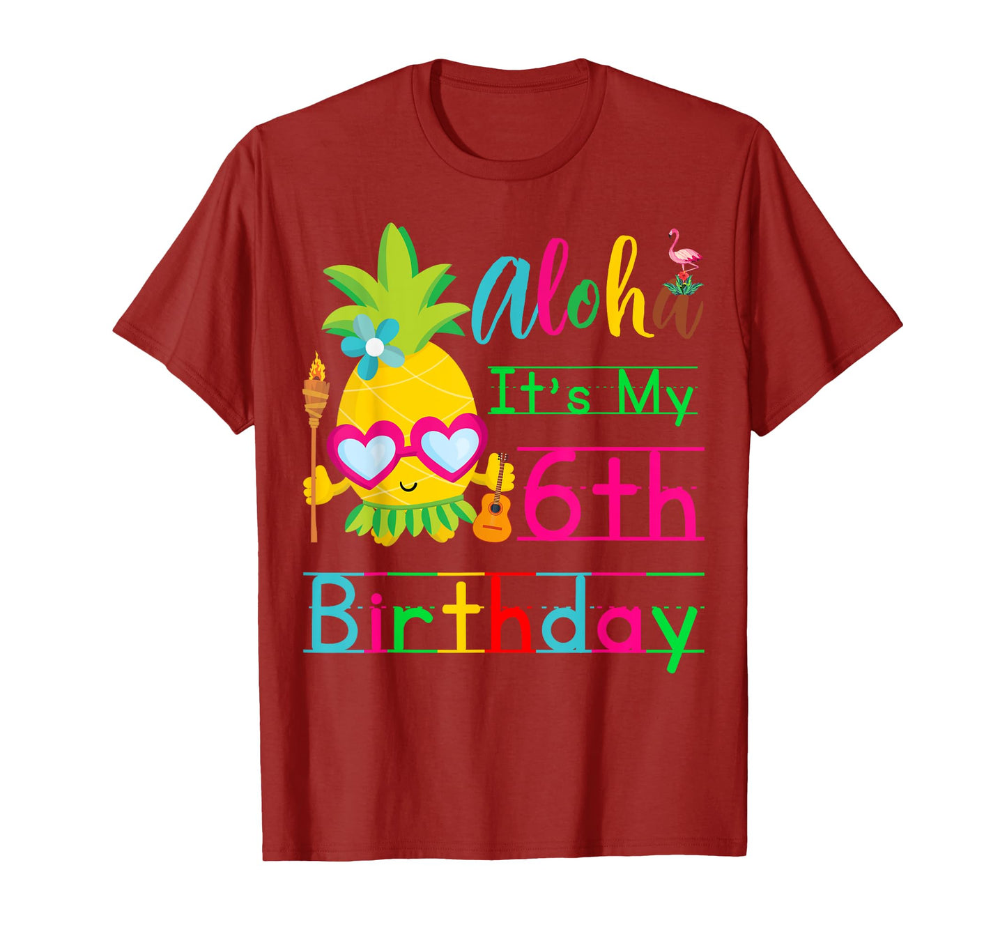Aloha It's My 6th Birthday Hawaii Second Girls Luau Candles T-Shirt
