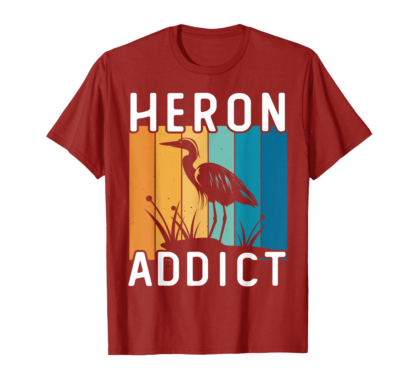 Retro Birding Heron Addict Bird T-Shirt