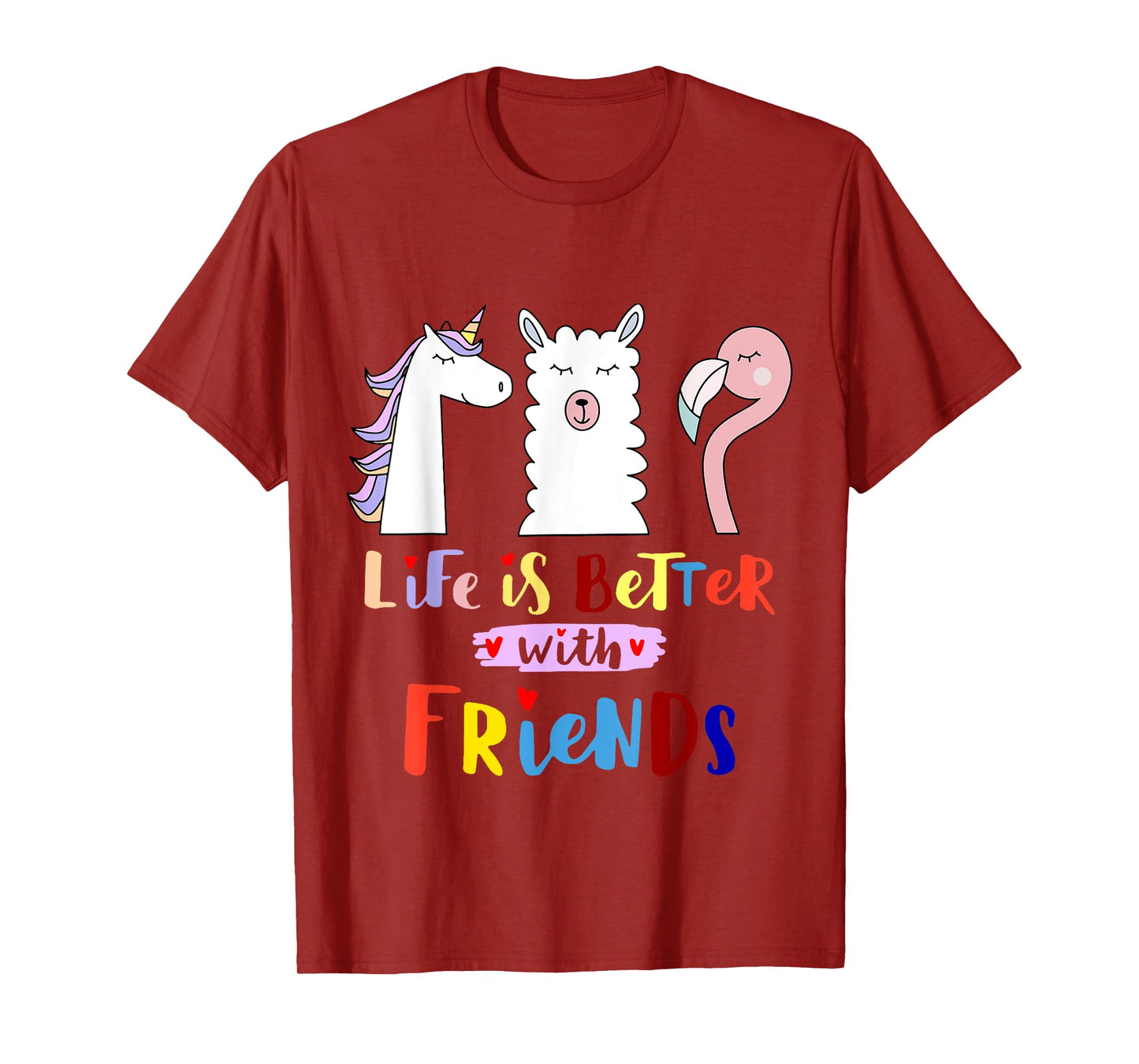 Das Leben besser mit mein Freunde - Llama Unicorn Flamingo T-Shirt