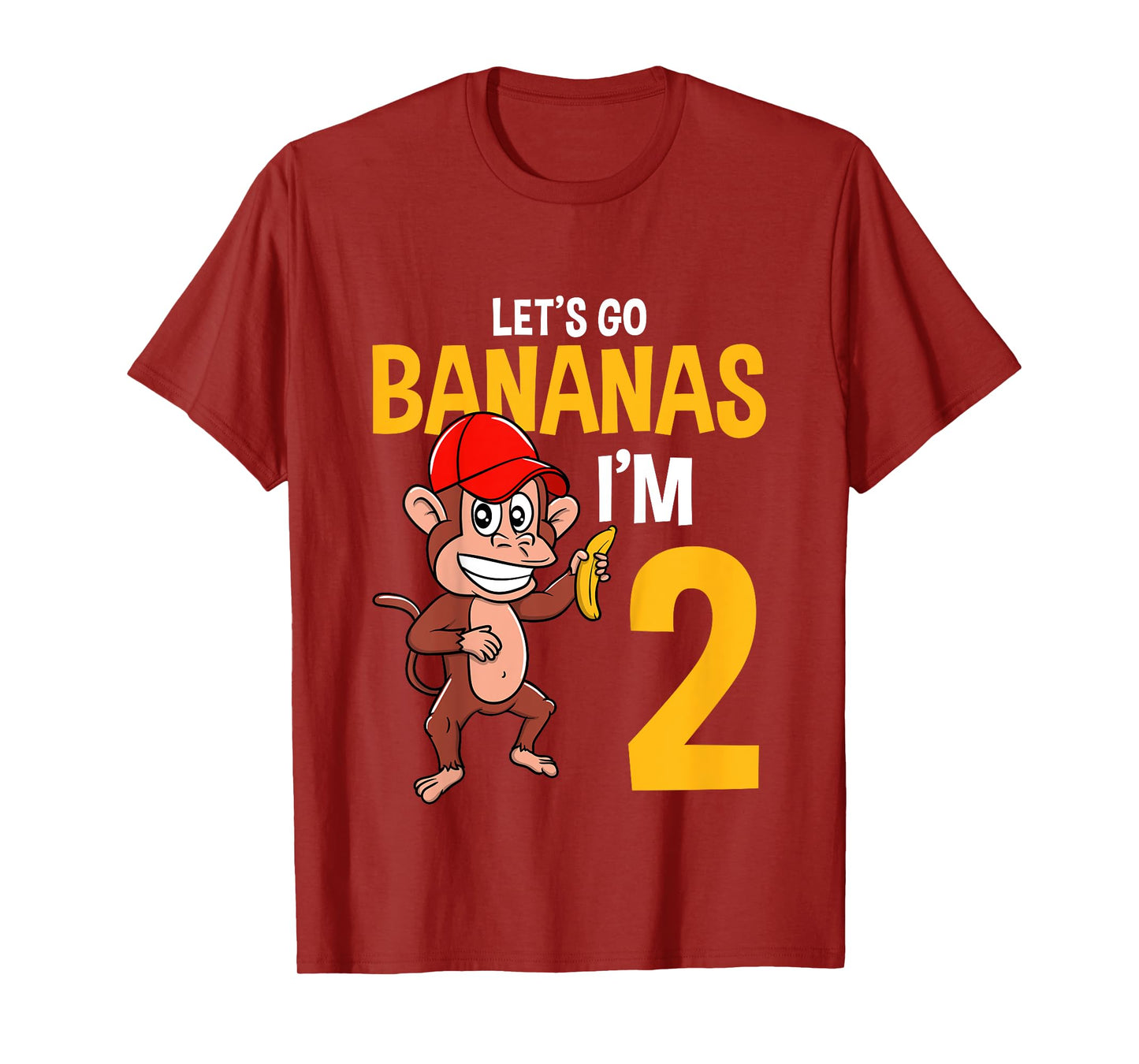 Lets Go Bananas 2nd Birthday Monkey 2 Year Old Boy Girl T-Shirt