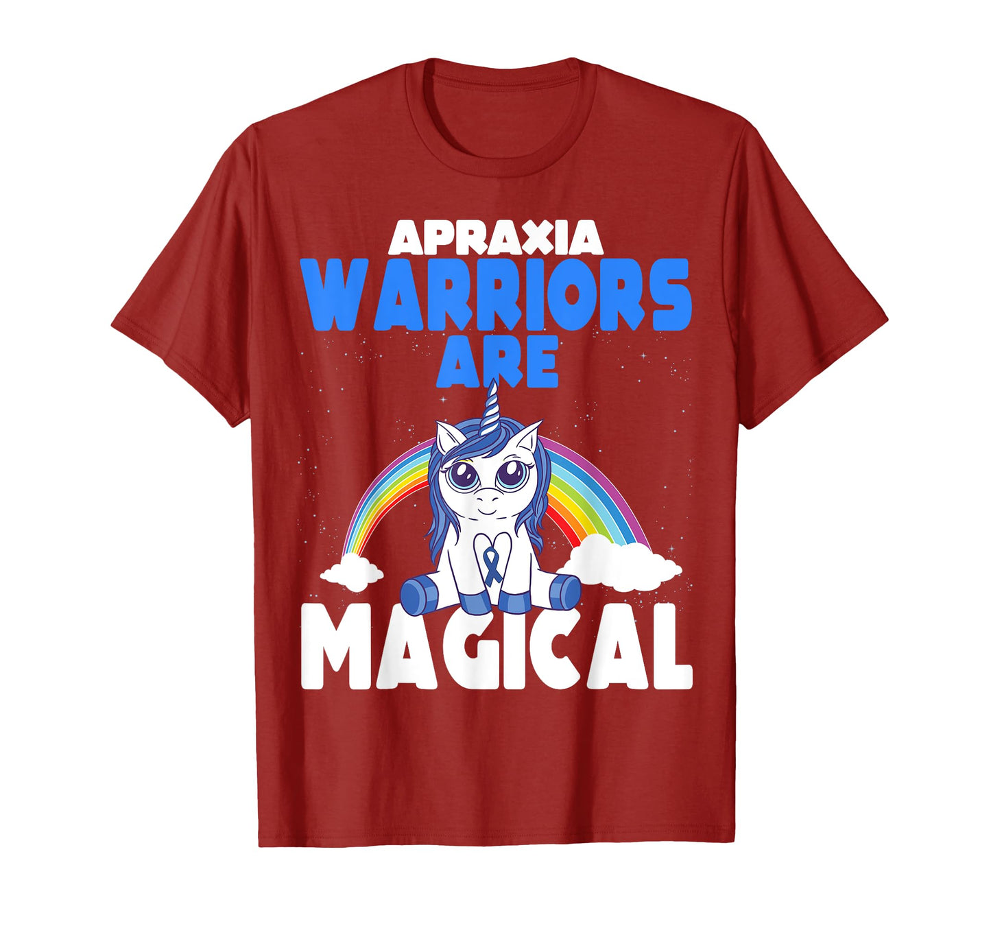 Apraxia Awareness Blue Ribbon Cute Magical Unicorn T-Shirt
