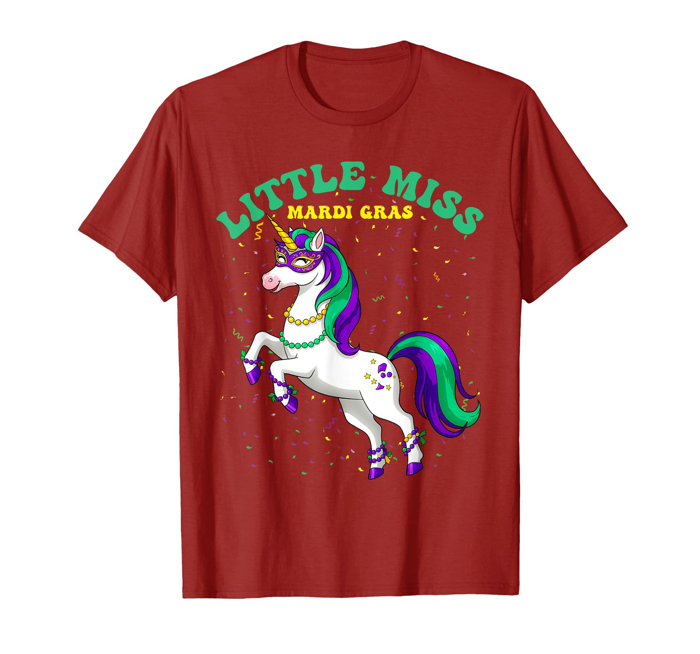 Little Miss Mardi Gras Unicorn Graphic for Women & Girls T-Shirt
