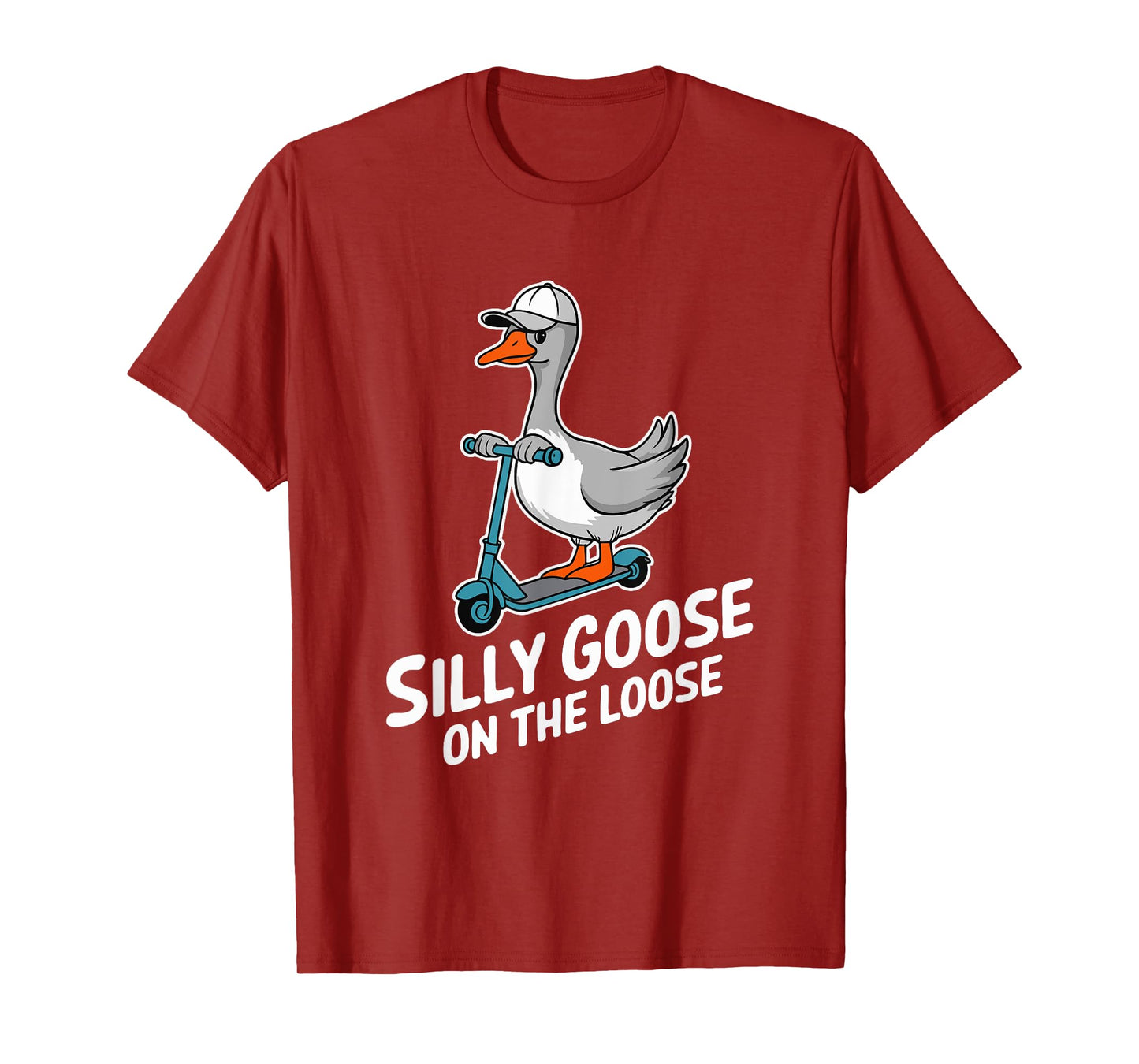 Funny Scooter Silly Goose on the loose Bird Animal Quirky T-Shirt