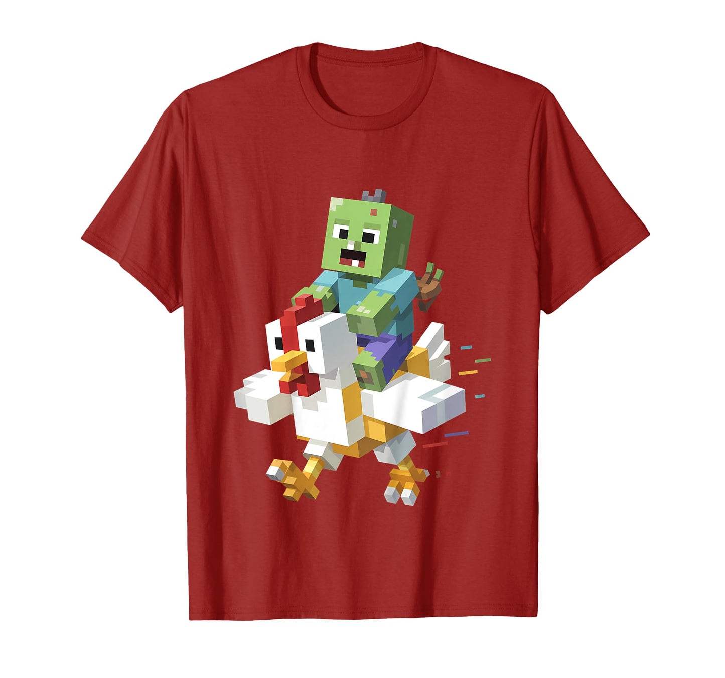 Kids Jock Chicken Shirt Pixel Art Gamer Zombie Boys Kids Funny T-Shirt