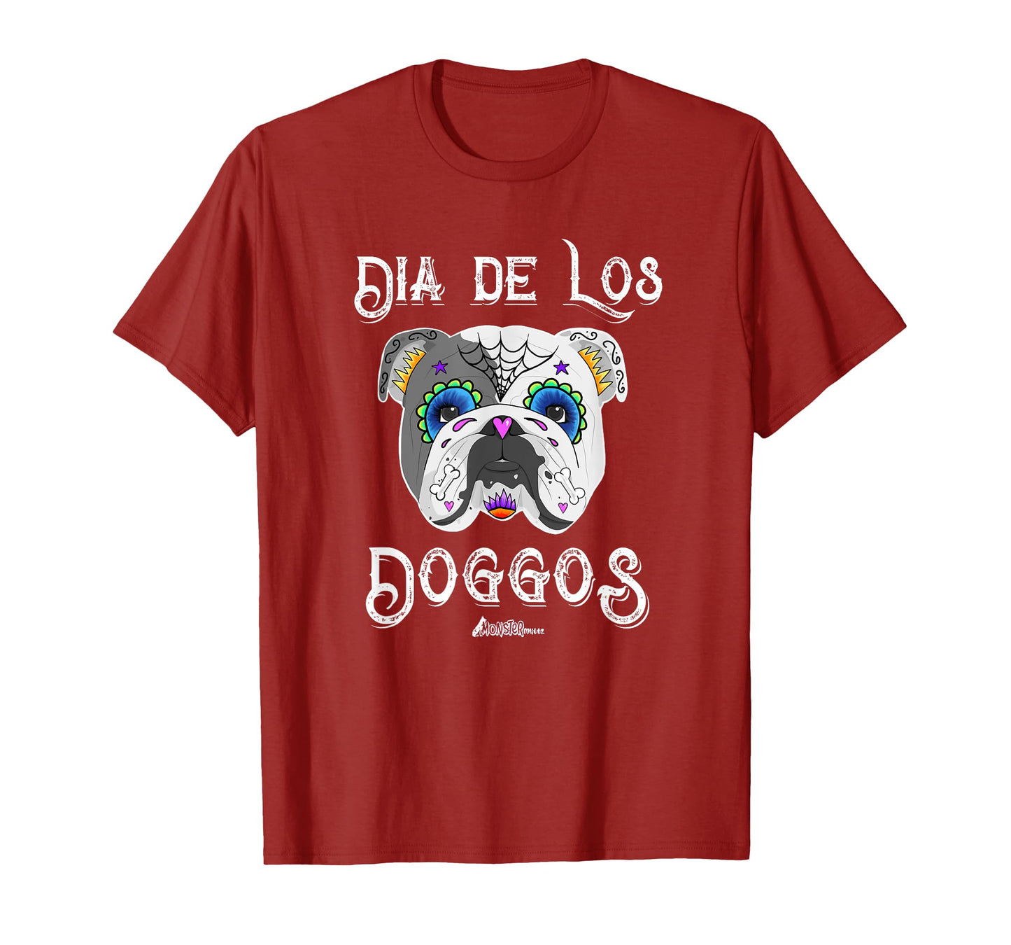 Day of the English Bulldog of the Dead Sugar Skull T-Shirt