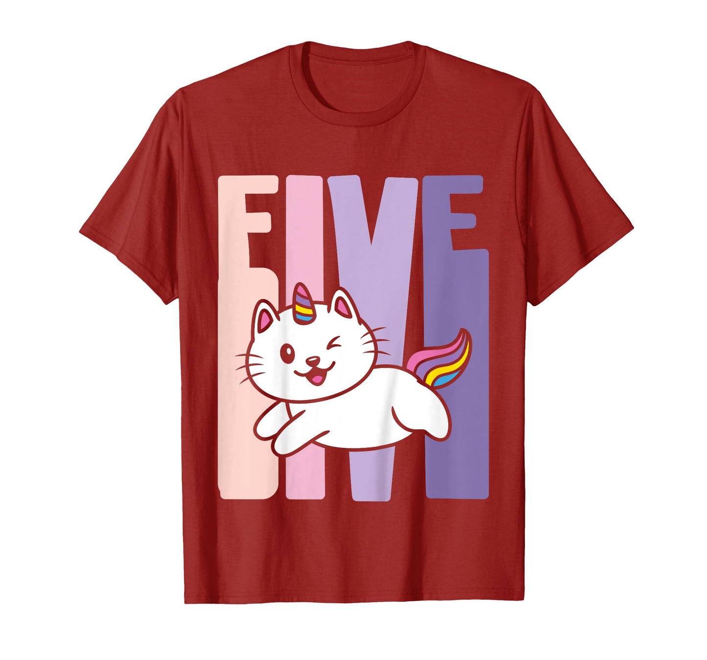 5 Year Old Cute Caticorn Cat Unicorn Birthday Girl B-day T-Shirt