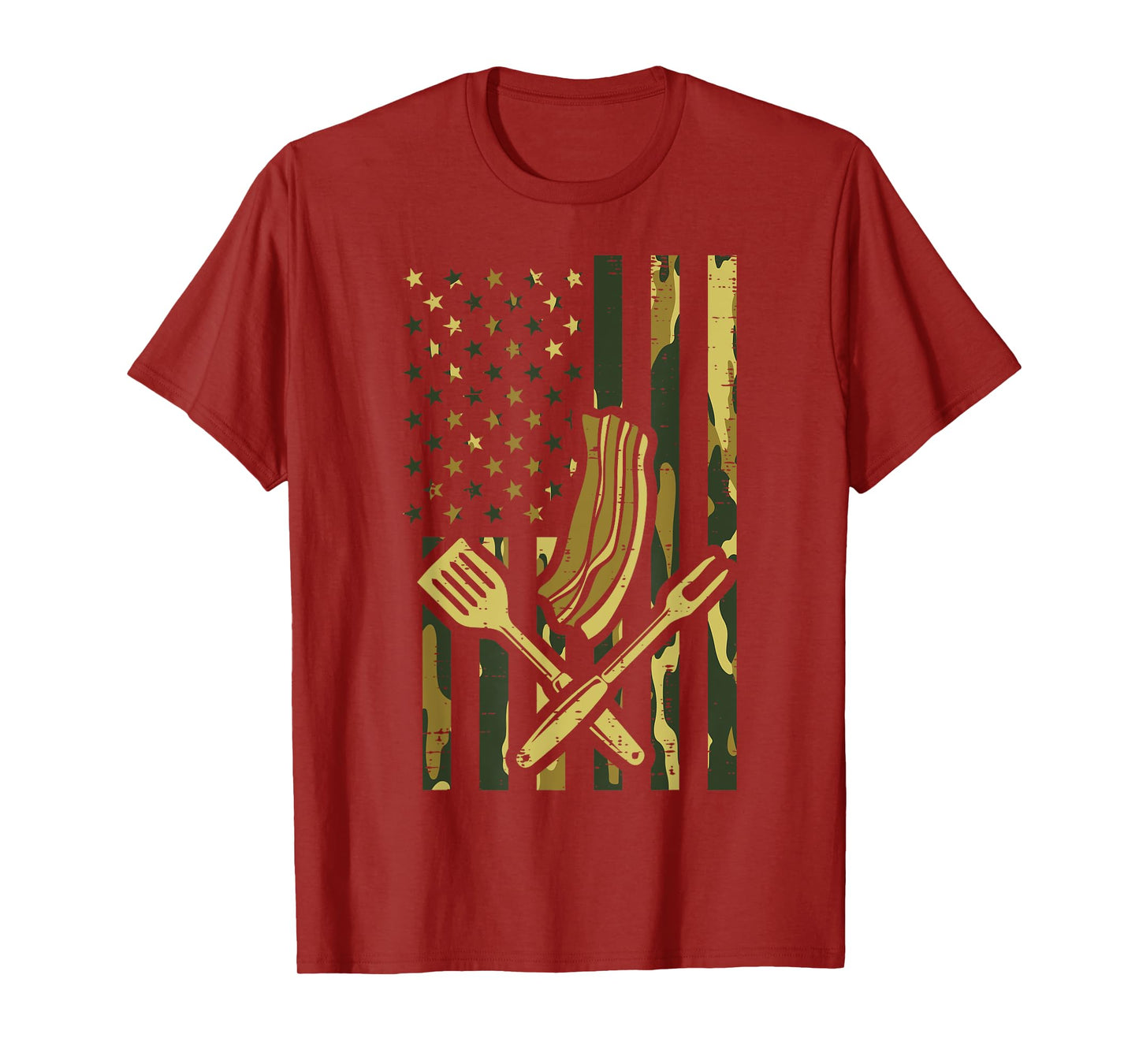 Camo US Flag Bbq Meat Grill Barbecue Patriot Men Women Kids T-Shirt