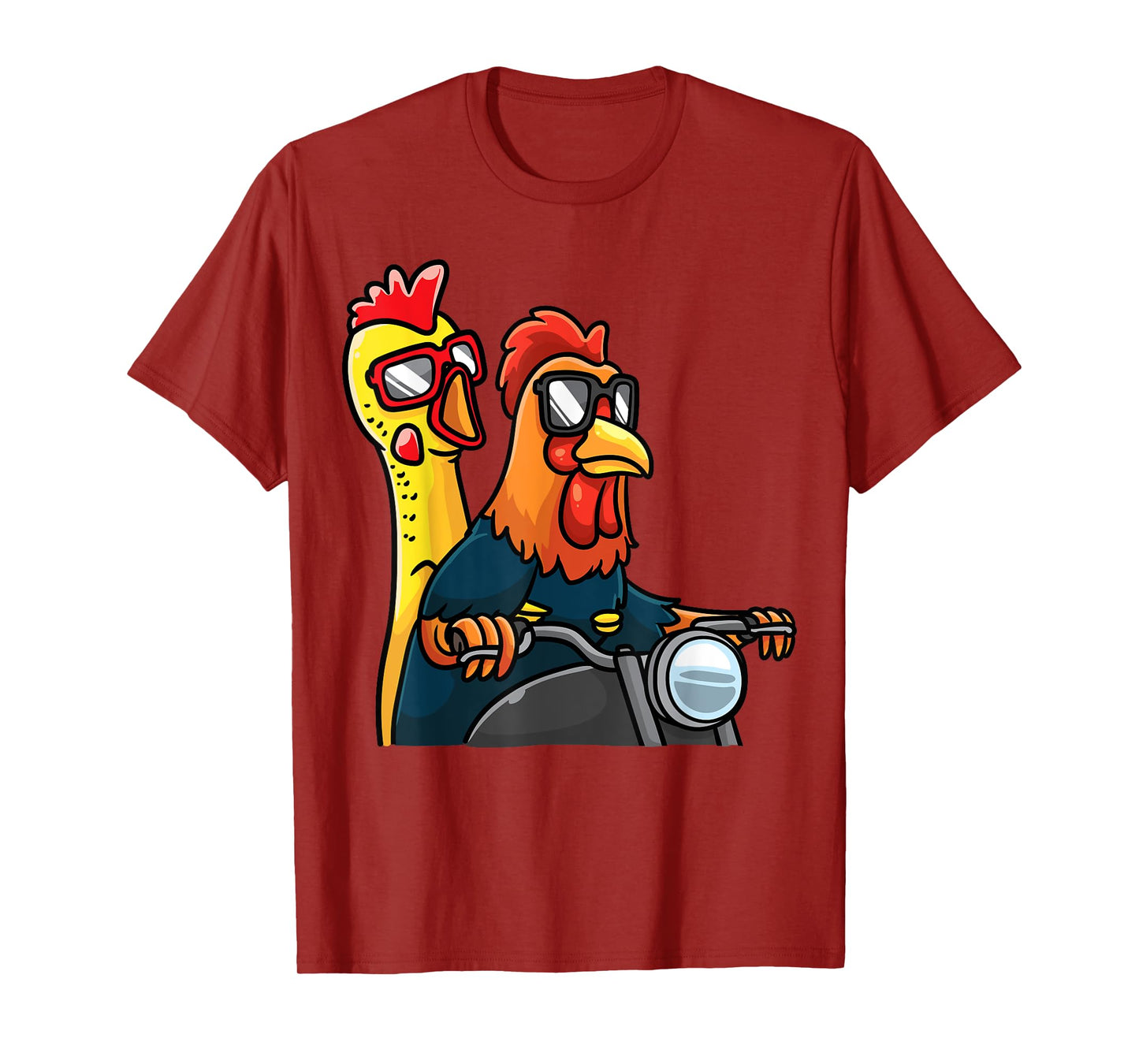 Chicken And Rubber Chicken Riding A Motorcycle Motorbike T-Shirt