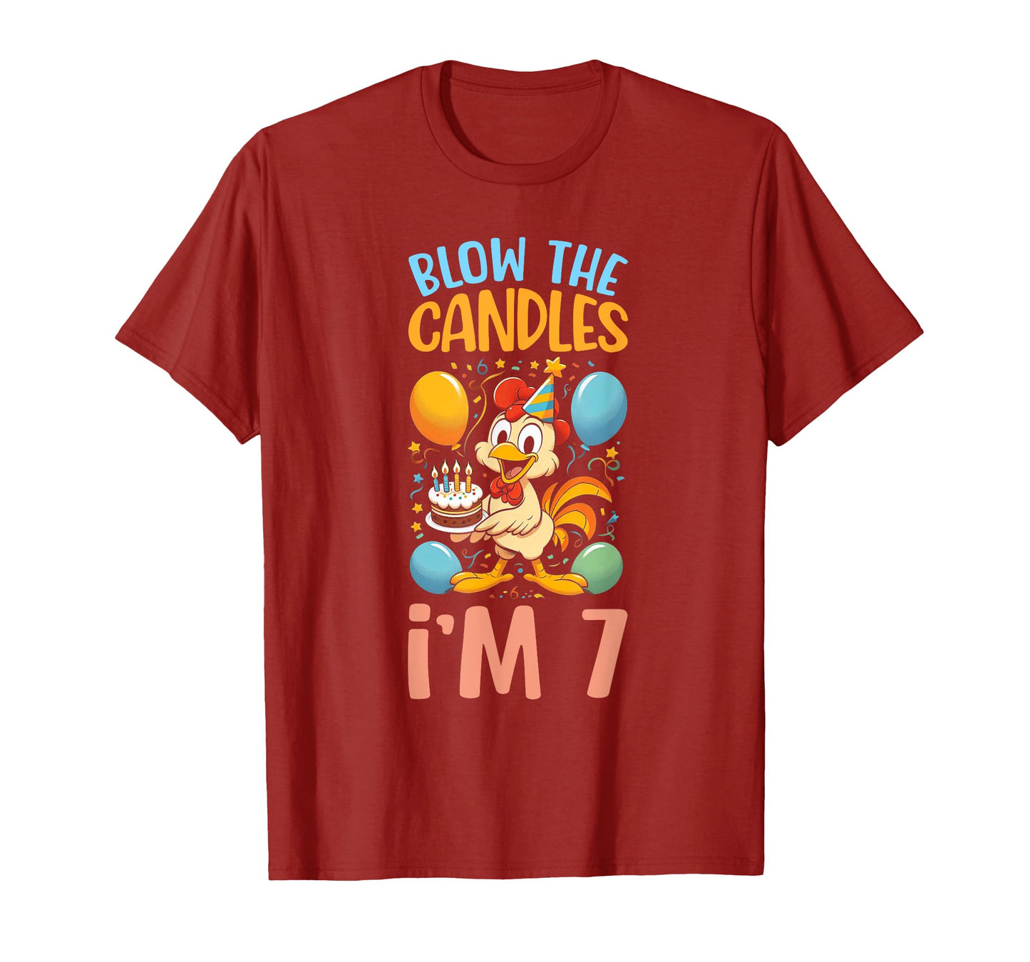 Chicken Kids 7th Birthday Party Boy 7 Year Old Bday Girl T-Shirt