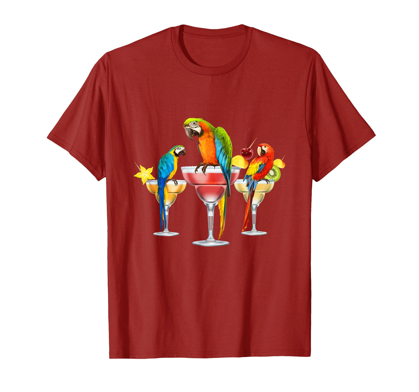 Parrots Drinking Margarita Tropical Birds Vacation Hawaiian T-Shirt