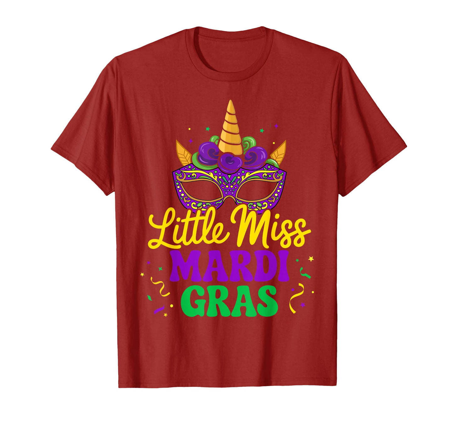 Little miss mardi gras unicorn mask for girls and women T-Shirt