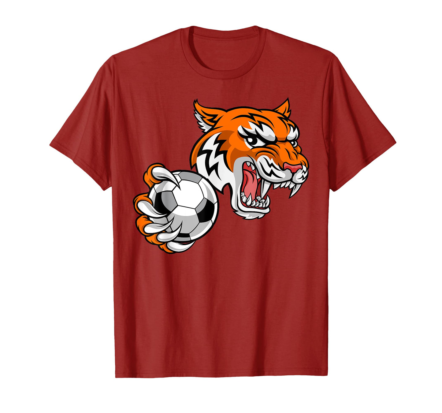 Tiger Cartoon Sports Tigers Team Mascot Soccer Football Ball T-Shirt