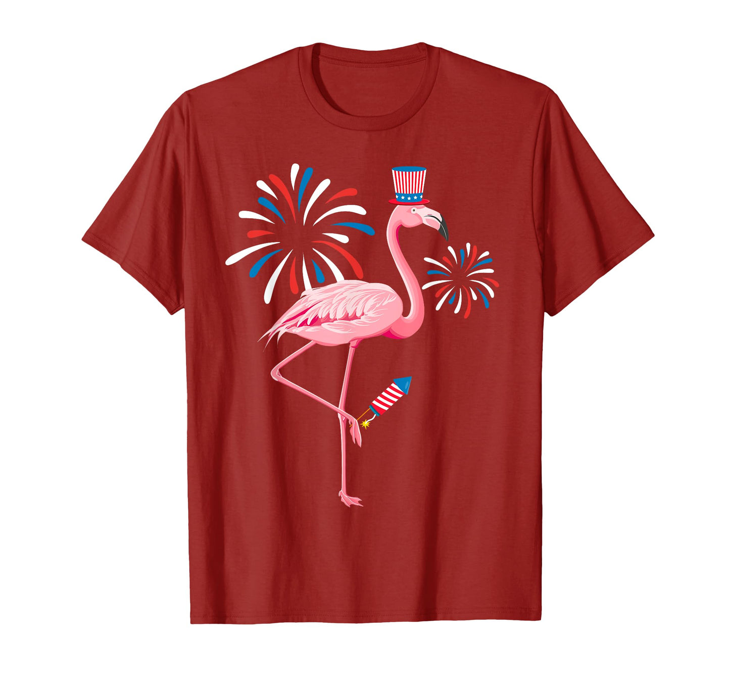Cute 4th Of July Flamingo Fireworks Kids Toddler Boys Girls T-Shirt