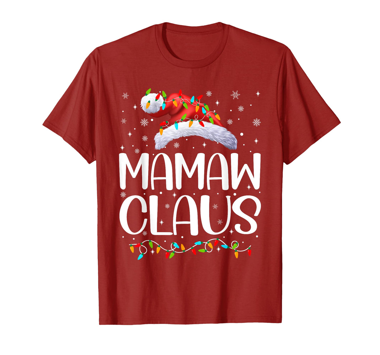 Mamaw Claus Xmas Lights Christmas Pajama Matching Family T-Shirt